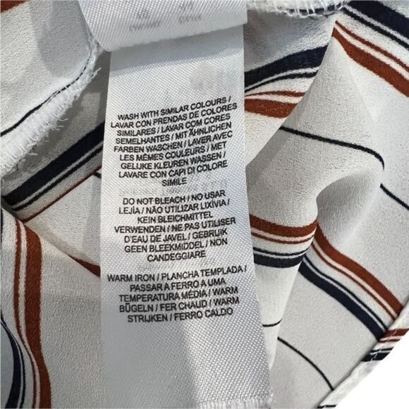 Primark Blouse Size 12 Cream Blue Brown Striped V Neck Sleeveless Womens‎ Top - Picture 8 of 8